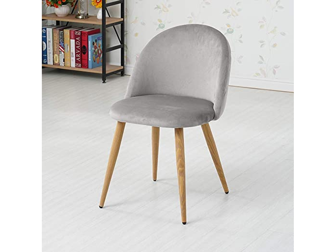 PACK HABITA2 FELPA GRIS CLARO 6 SILLA NORDIC ACOLCHADA TERCIOPELO 2