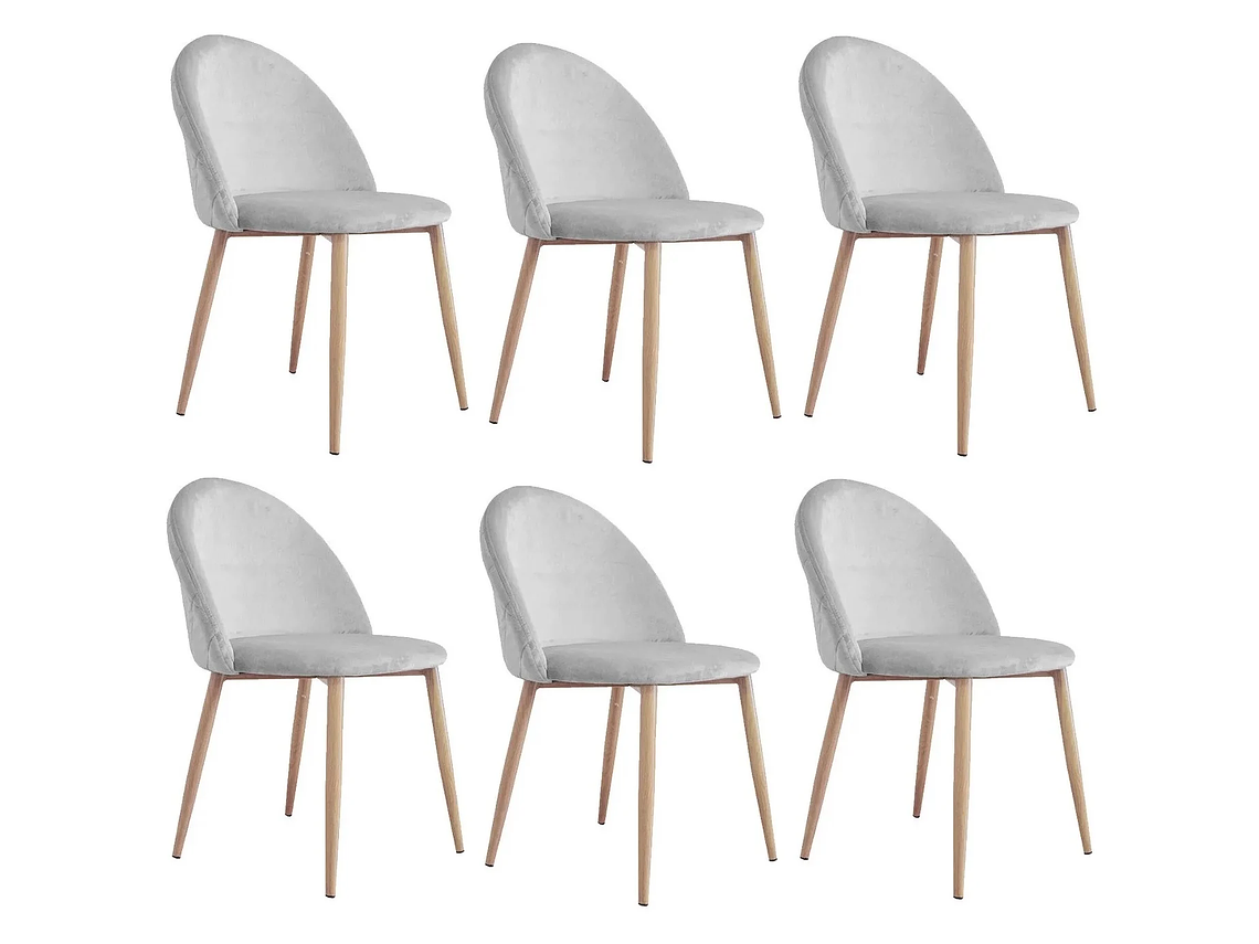 PACK HABITA2 FELPA GRIS CLARO 6 SILLA NORDIC ACOLCHADA TERCIOPELO 3