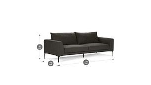 SOFÁ ROSEN 3 CUERPOS GRAFITO BARNES CHARCOAL