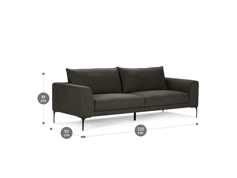 SOFÁ ROSEN 3 CUERPOS GRAFITO BARNES CHARCOAL 7