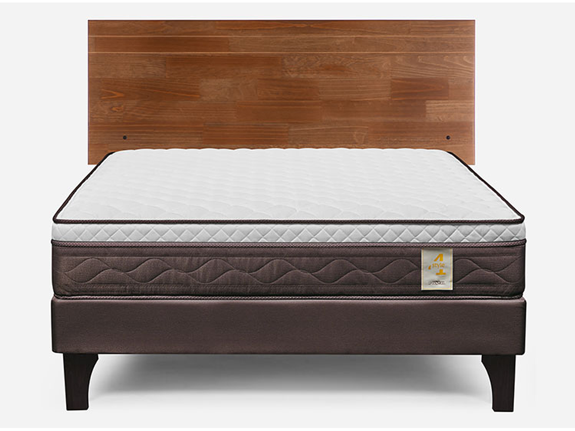 JUEGO DE DORMITORIO ROSEN CAMA EUROPEA NEW STYLE 4 PLUS BN 2 PLAZAS + RESPALDO TABOR CAFE 1