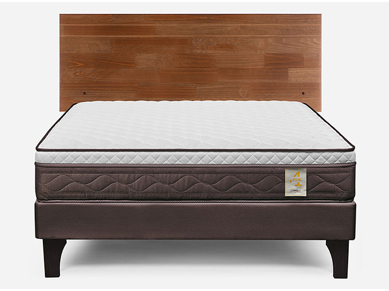 JUEGO DE DORMITORIO ROSEN CAMA EUROPEA NEW STYLE 4 PLUS BN 2 PLAZAS + RESPALDO TABOR CAFE 1