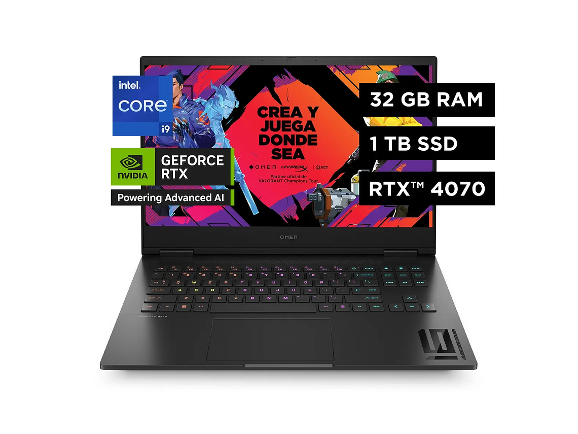 NOTEBOOK GAMER HP 16-WF1000LA I9 32GB RAM 1TB SSD RTX4070 8GB 1