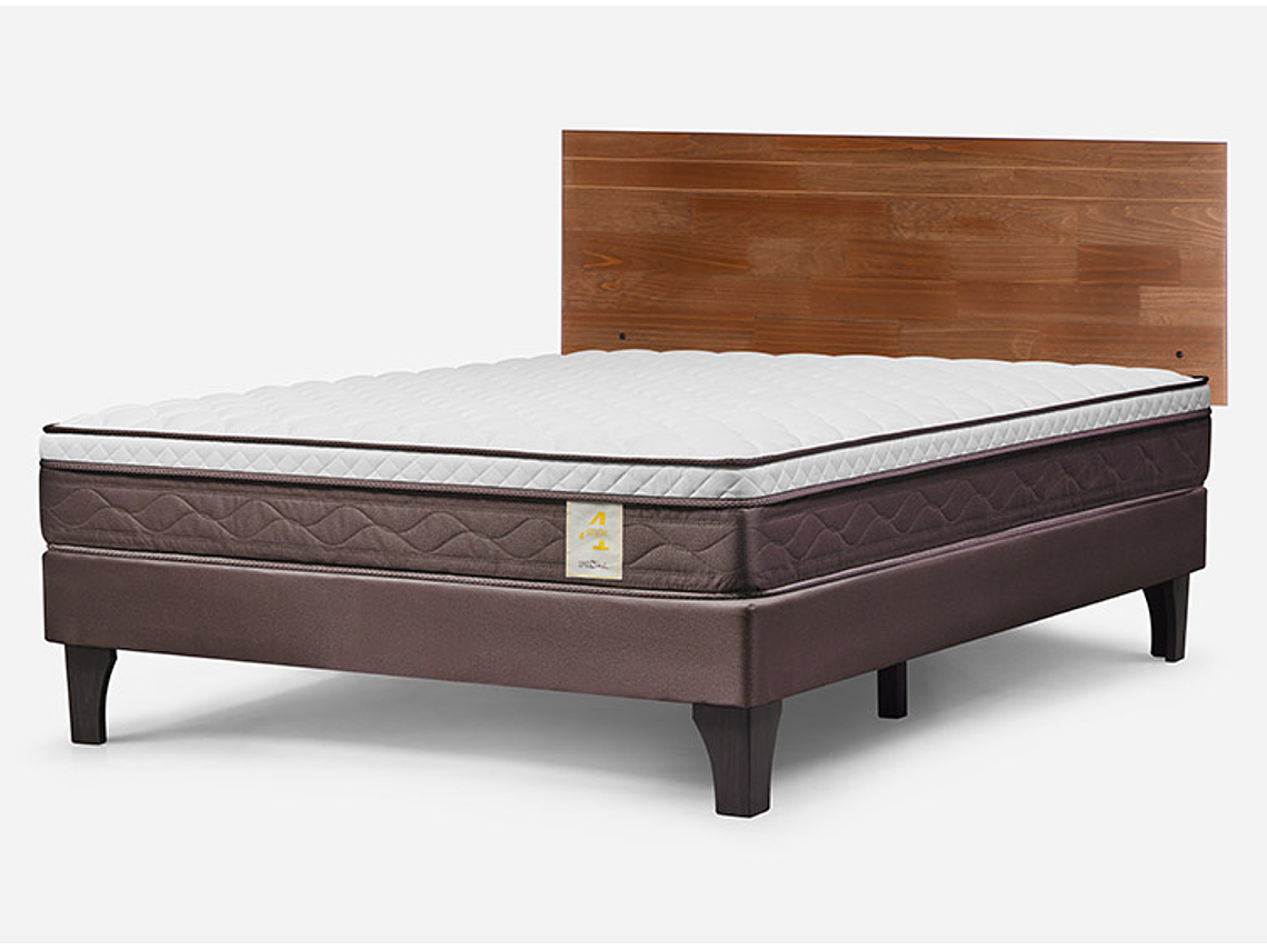 JUEGO DE DORMITORIO ROSEN CAMA EUROPEA NEW STYLE 4 PLUS BN 2 PLAZAS + RESPALDO TABOR CAFE 3