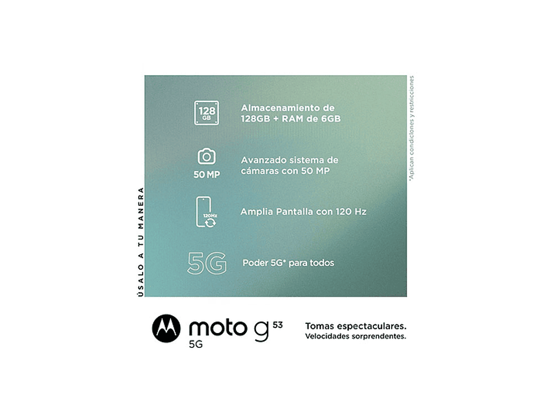 CELULAR MOTOROLA MOTO G53 128 GB 4 GB RAM PLATA 2