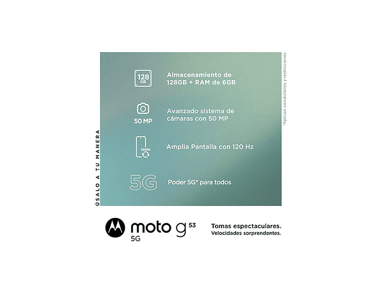 CELULAR MOTOROLA MOTO G53 128 GB 4 GB RAM PLATA 2