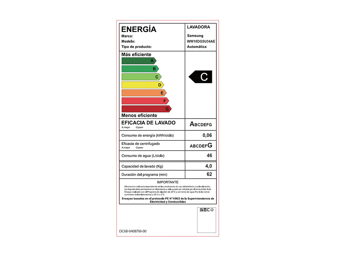LAVADORA CARGA FRONTAL SAMSUNG WW10DG5U34AE BE SPOKE 10.5KG BLANCO 4