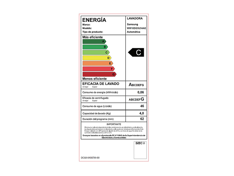 LAVADORA CARGA FRONTAL SAMSUNG WW10DG5U34AE BE SPOKE 10.5KG BLANCO 4