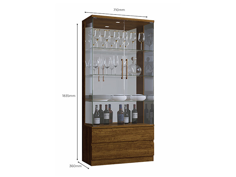 VITRINA DI PORETTI DESIGN DIAMANTE 2 PUERTAS 2 CAJONES 2