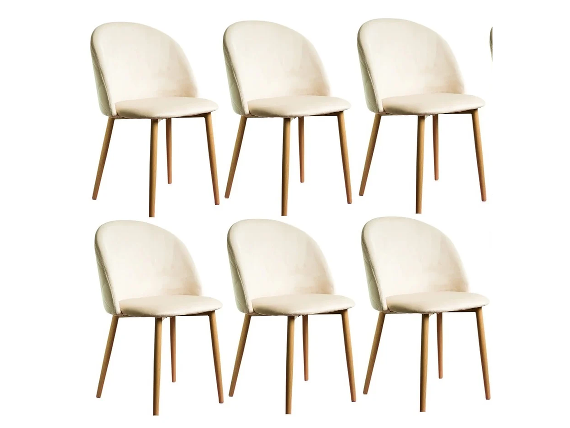 PACK 6 SILLA NORDIC ACOLCHADA DE TERCIOPELO - BEIGE 1