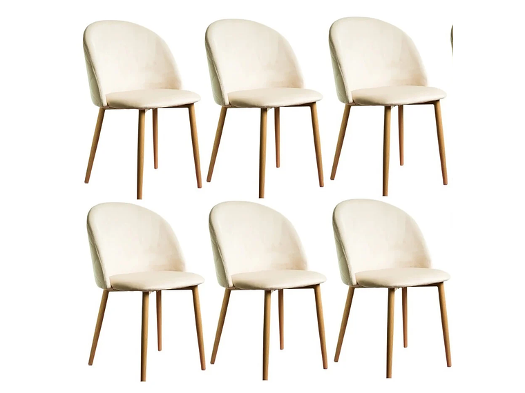 PACK 6 SILLA NORDIC ACOLCHADA DE TERCIOPELO - BEIGE 1