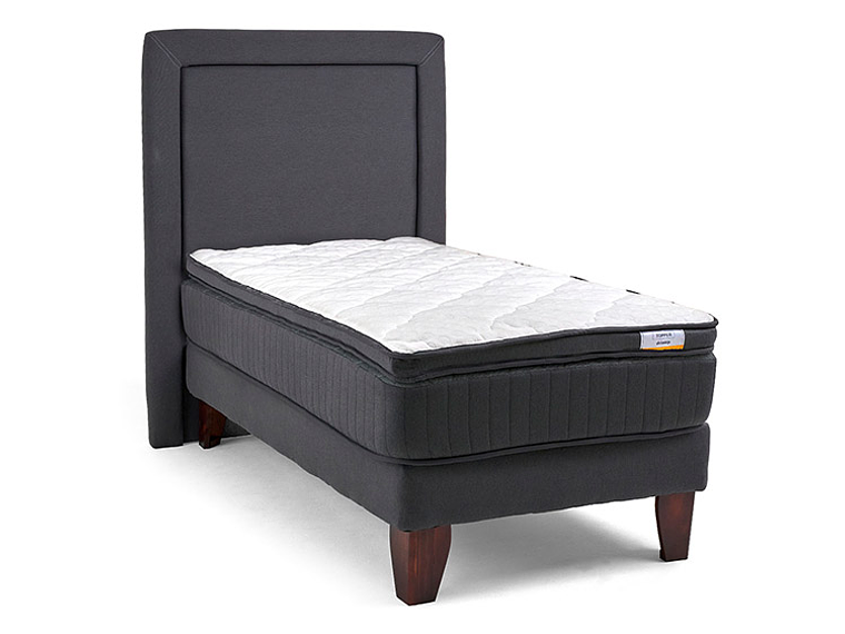 JUEGO DE DORMITORIO DRIMKIP CAMA EUROPEA HYBRIDA PLUS 1 PLAZA + RESPALDO 2