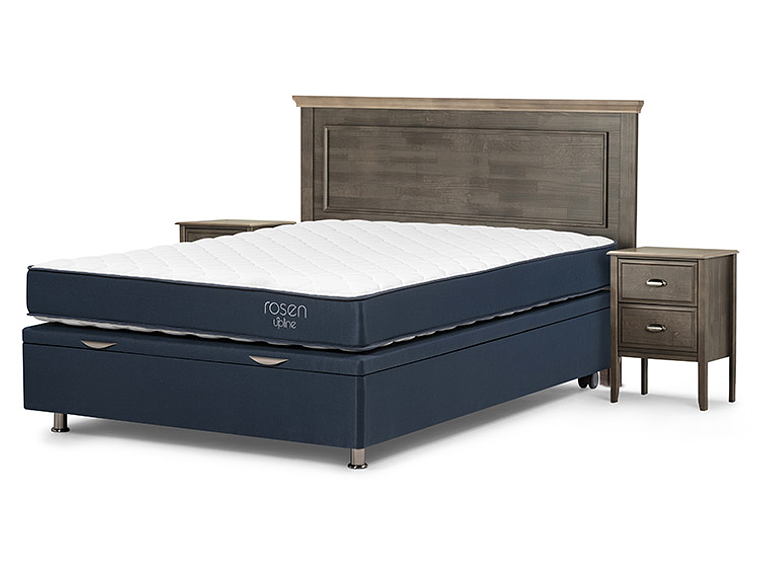 JUEGO DE DORMITORIO ROSEN CAMA BOXET UPLINE 2 PLAZAS + SET ANNA 2