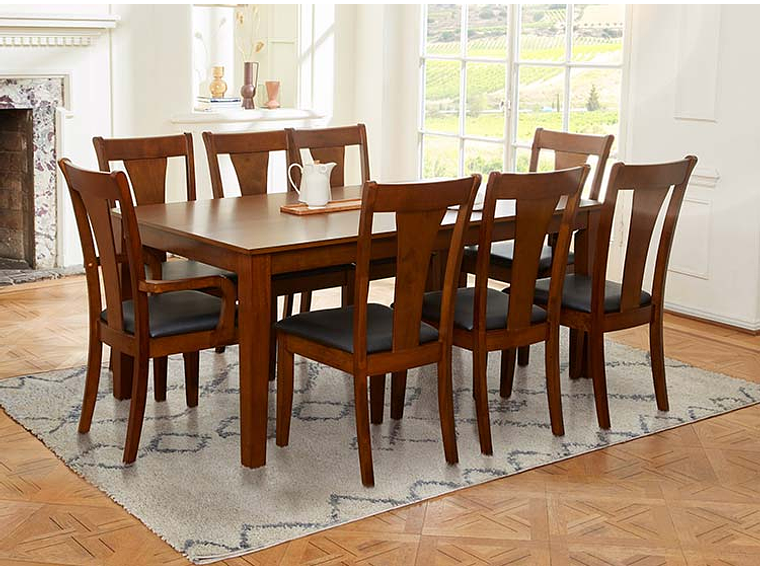 JUEGO DE COMEDOR CIC THOMAS 4 SILLAS 2 SITIALES CAFÉ 9