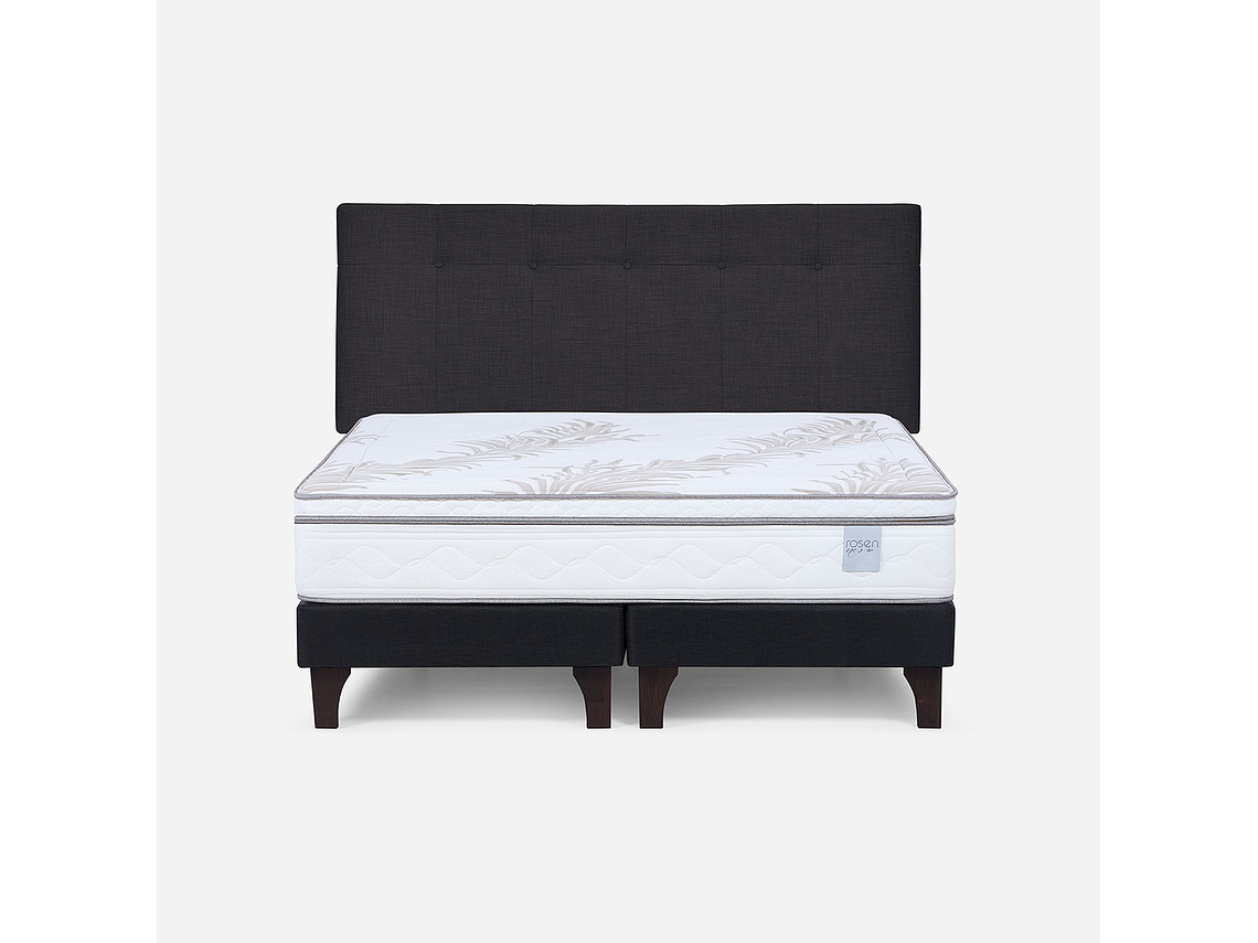 CAMA EUROPEA NEO PLUS KING + RESPALDO NEW BENNET GRAFITO 1