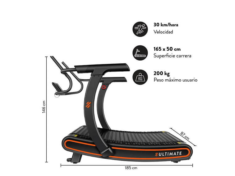 TROTADORA ULTIMATE FITNESS C1000 30 KM/HR CURVA ELITE 4