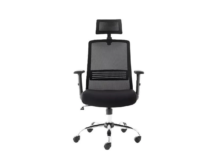 SILLA DE ESCRITORIO CUBA ALTA CON BRAZO REGULABLE Y CABECERO NEGRO 1