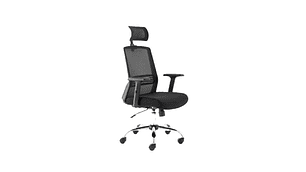 SILLA DE ESCRITORIO CUBA ALTA CON BRAZO REGULABLE Y CABECERO NEGRO