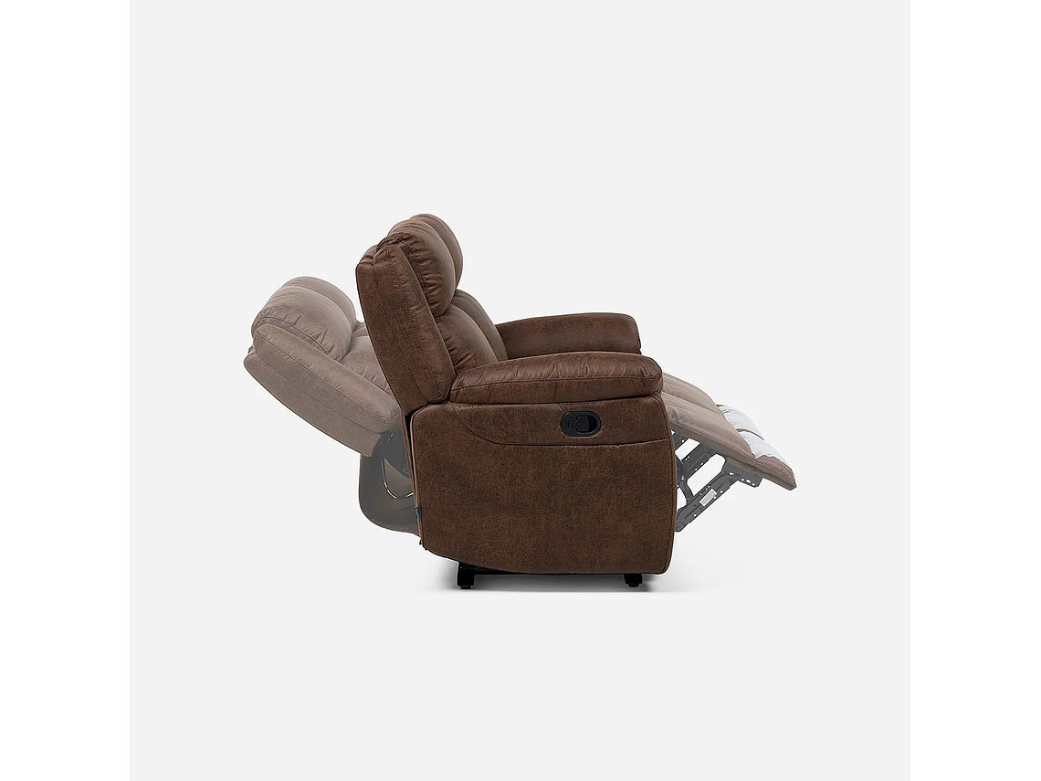 SOFÁ RECLINABLE ASCOTT 2 CUERPOS MANUAL CUERO PU CHOCOLATE 2