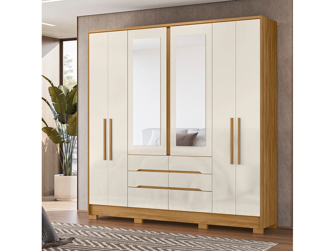 CLÓSET DI PORETTI DESIGN CON ESPEJO SAN FRANCISCO 3 PUERTAS 2 CAJONES CAFÉ 2