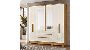 CLÓSET DI PORETTI DESIGN CON ESPEJO SAN FRANCISCO 3 PUERTAS 2 CAJONES CAFÉ