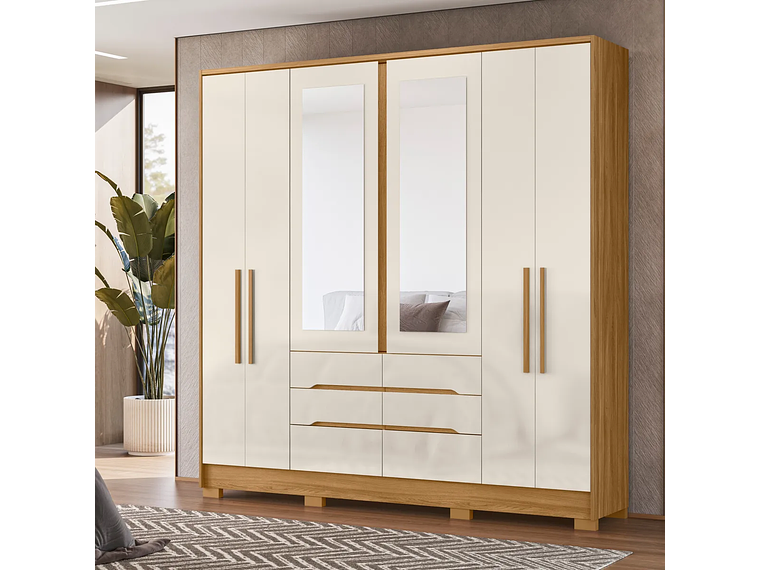 CLÓSET DI PORETTI DESIGN CON ESPEJO SAN FRANCISCO 3 PUERTAS 2 CAJONES CAFÉ 2