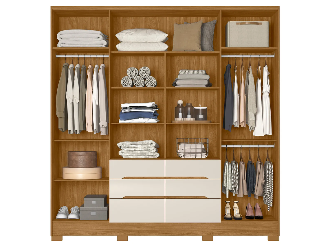 CLÓSET DI PORETTI DESIGN CON ESPEJO SAN FRANCISCO 3 PUERTAS 2 CAJONES CAFÉ 3