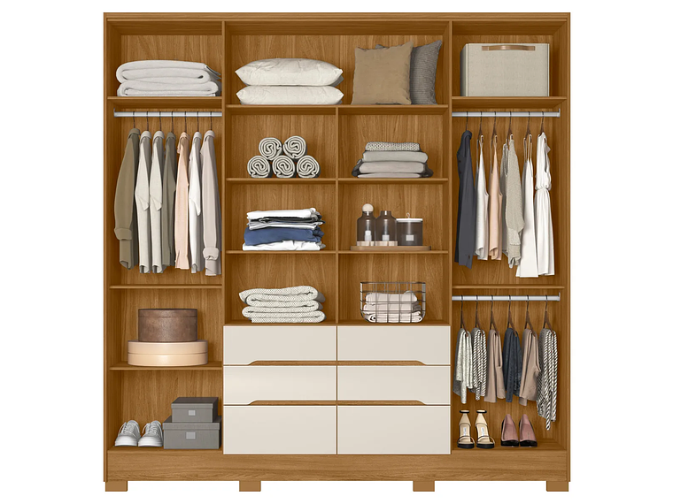 CLÓSET DI PORETTI DESIGN CON ESPEJO SAN FRANCISCO 3 PUERTAS 2 CAJONES CAFÉ 3