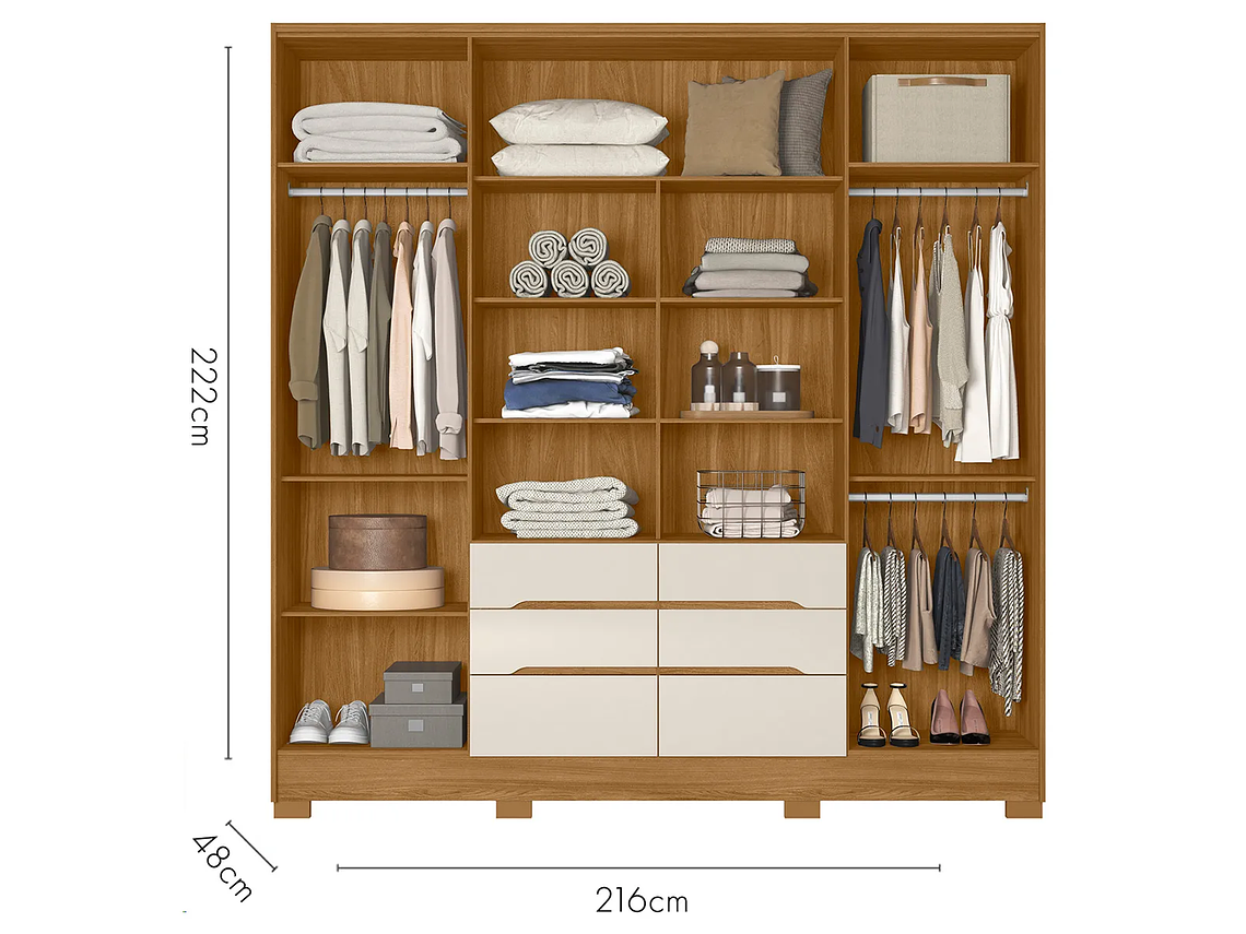 CLÓSET DI PORETTI DESIGN CON ESPEJO SAN FRANCISCO 3 PUERTAS 2 CAJONES CAFÉ 4