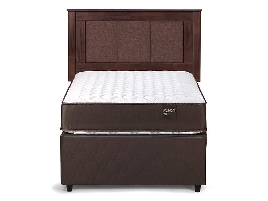 JUEGO DE DORMITORIO ROSEN CAMA DIVAN ERGO T 1.5 PLAZAS CAFÉ + RESPALDO RACHEL 1