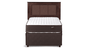 JUEGO DE DORMITORIO ROSEN CAMA DIVAN ERGO T 1.5 PLAZAS CAFÉ + RESPALDO RACHEL