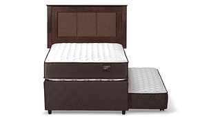 JUEGO DE DORMITORIO ROSEN CAMA DIVAN ERGO T 1.5 PLAZAS CAFÉ + RESPALDO RACHEL
