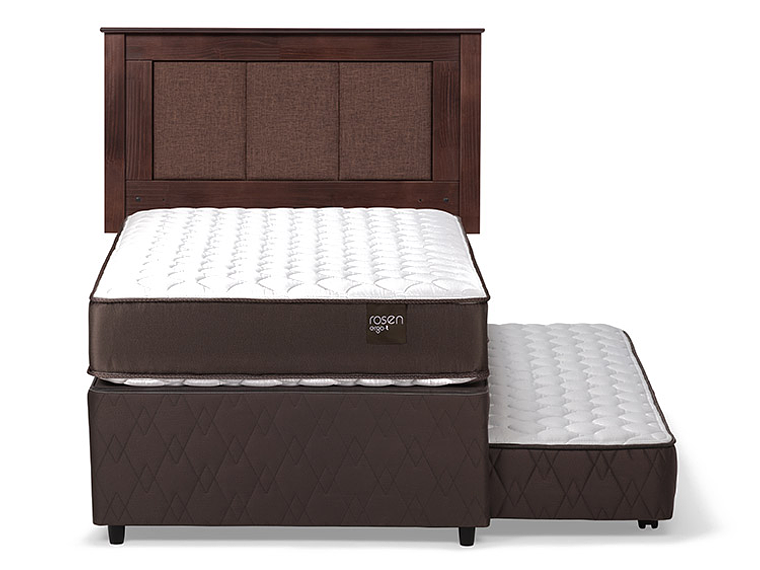 JUEGO DE DORMITORIO ROSEN CAMA DIVAN ERGO T 1.5 PLAZAS CAFÉ + RESPALDO RACHEL 2