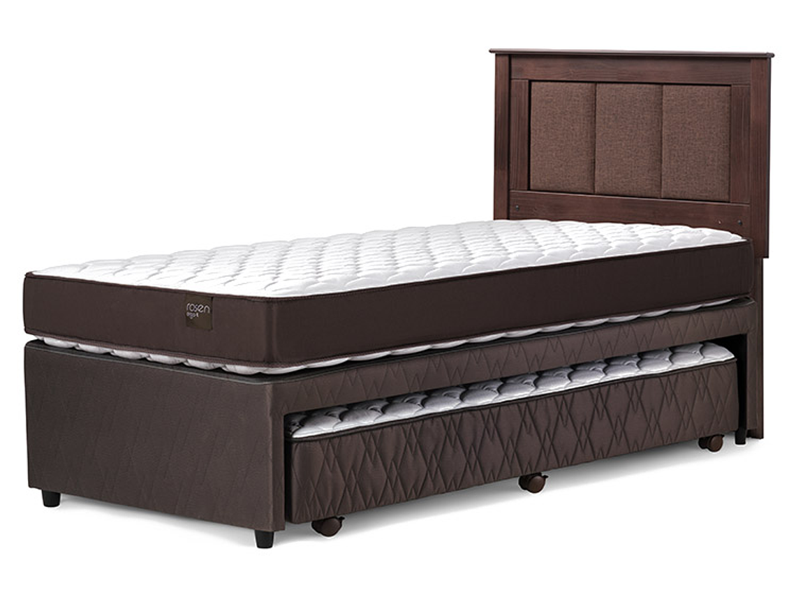 JUEGO DE DORMITORIO ROSEN CAMA DIVAN ERGO T 1.5 PLAZAS CAFÉ + RESPALDO RACHEL 3