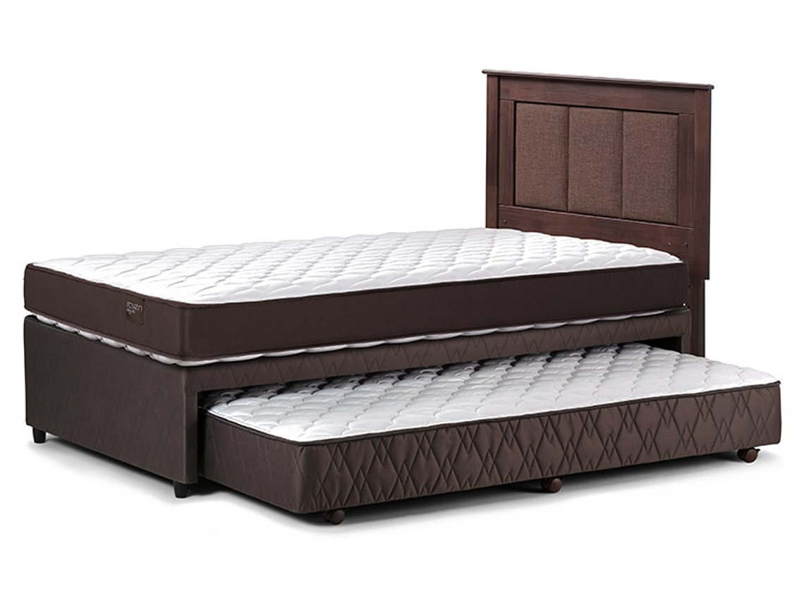 JUEGO DE DORMITORIO ROSEN CAMA DIVAN ERGO T 1.5 PLAZAS CAFÉ + RESPALDO RACHEL 4