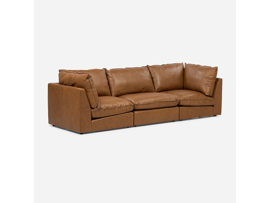 SOFÁ MODULAR SEATTLE 3 PIEZAS CUERO CAMEL 1