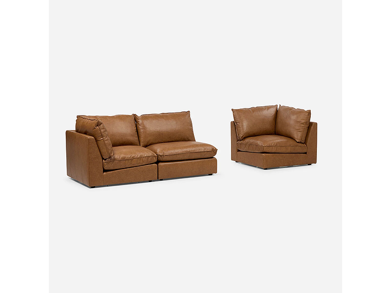 SOFÁ MODULAR SEATTLE 3 PIEZAS CUERO CAMEL 3
