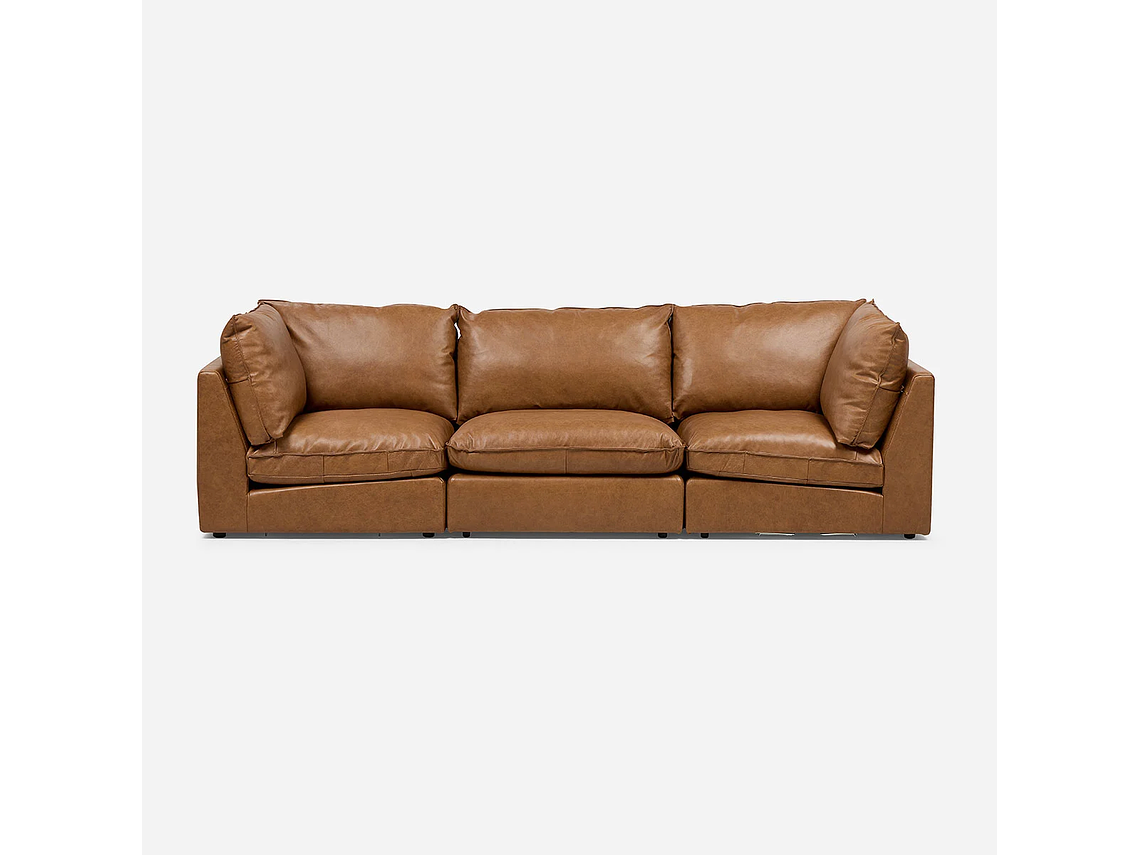 SOFÁ MODULAR SEATTLE 3 PIEZAS CUERO CAMEL 4