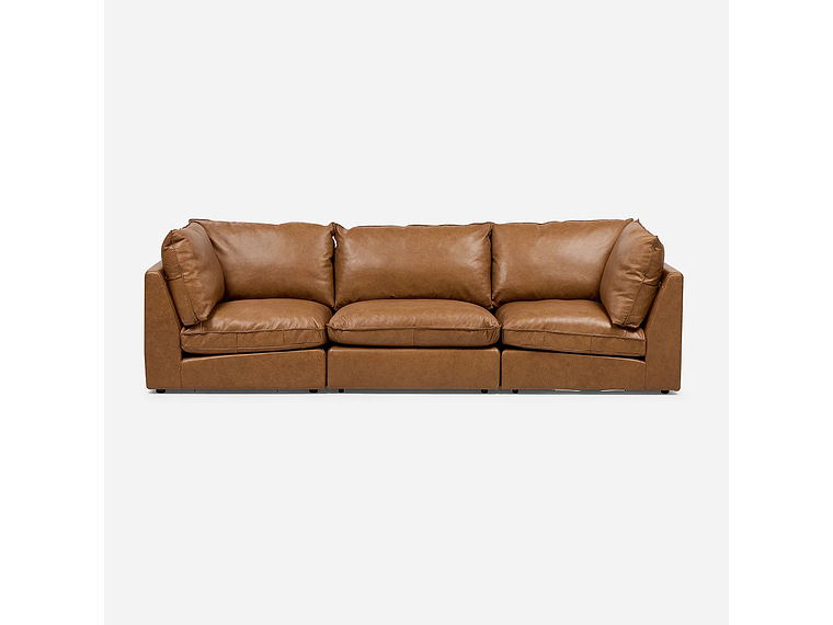 SOFÁ MODULAR SEATTLE 3 PIEZAS CUERO CAMEL 4