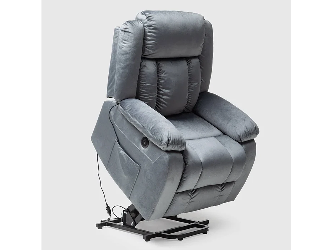 BERGER RECLINABLE ELÉCTRICO LIFT + MASAJE + CALENTADOR LIVORNO GRIS KM8822MDG 2