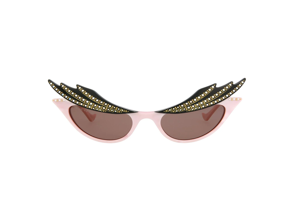 GAFAS DE SOL GUCCI DE ACETATO CON MONTURA EN FORMA DE OJO DE GATO PARA MUJER EN ROSA Y MARRÓN 1
