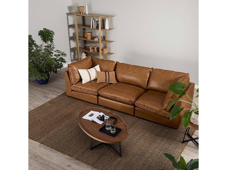 SOFÁ MODULAR SEATTLE 3 PIEZAS CUERO CAMEL 9