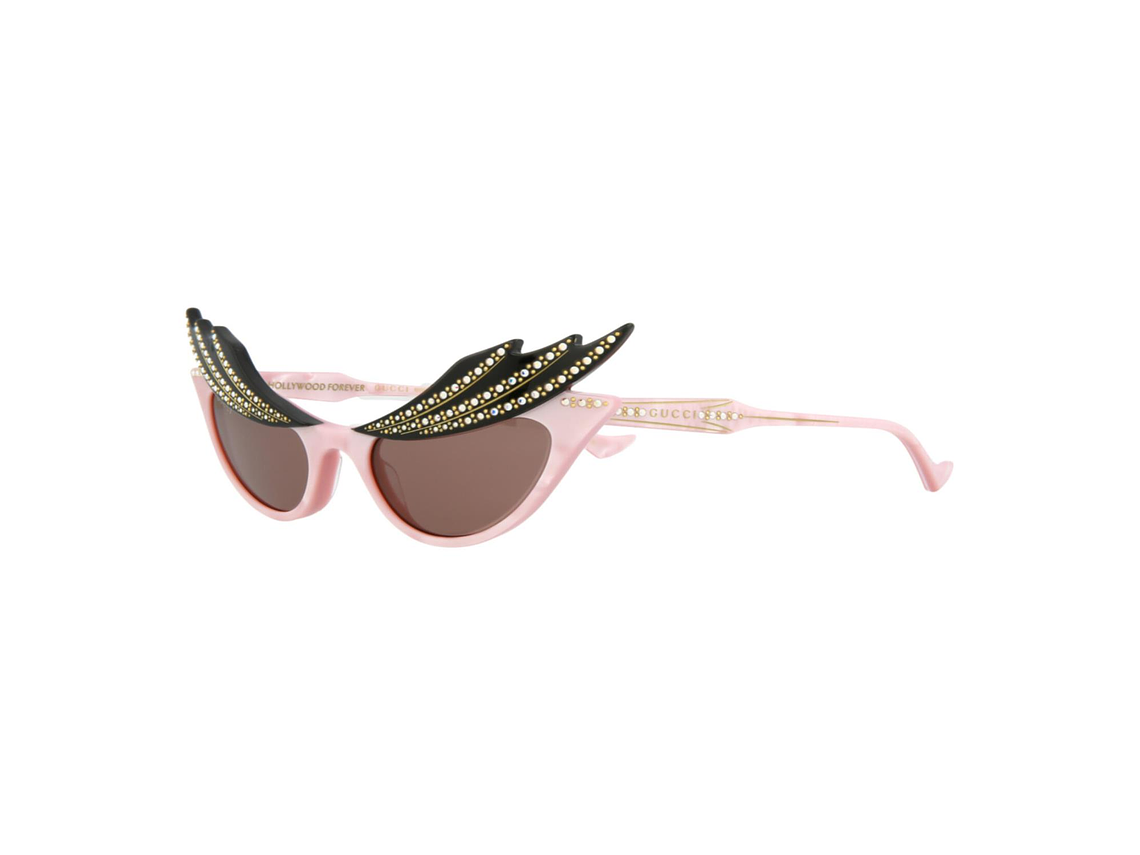 GAFAS DE SOL GUCCI DE ACETATO CON MONTURA EN FORMA DE OJO DE GATO PARA MUJER EN ROSA Y MARRÓN 3