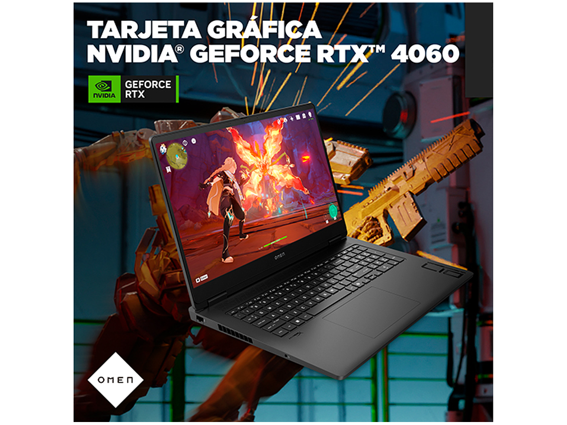 NOTEBOOK GAMER HP OMEN 17-DB0009LA AMD RYZEN 9 32GB RAM 1TB SSD NVIDIA RTX 4060 17.3” QHD 10