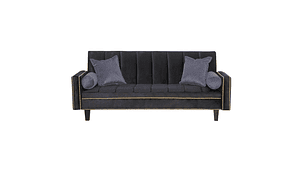 FUTÓN BLACK FACTORY 3 CUERPOS FELPA NEGRO SOFA CAMA VANGUARDIA 200 X110 GRIS