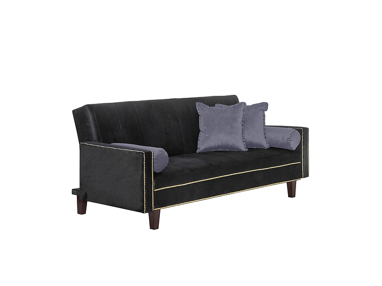 FUTÓN BLACK FACTORY 3 CUERPOS FELPA NEGRO SOFA CAMA VANGUARDIA 200 X110 GRIS 3