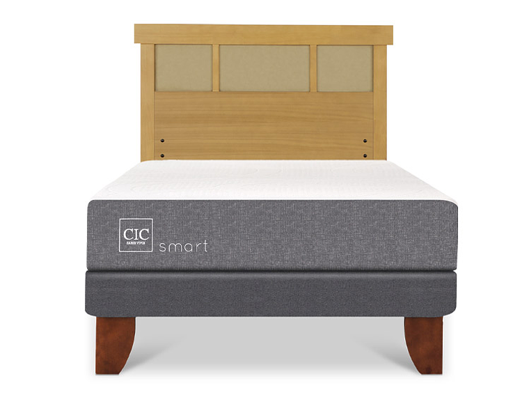 JUEGO DE DORMITORIO CIC CAMA EUROPEA SMART 1 PLAZA + RESPALDO DUBLIN MOSTAZA 1