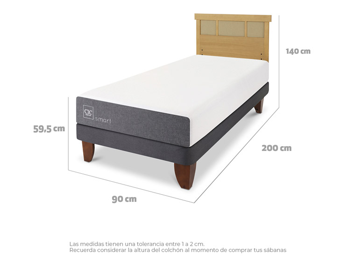 JUEGO DE DORMITORIO CIC CAMA EUROPEA SMART 1 PLAZA + RESPALDO DUBLIN MOSTAZA 3