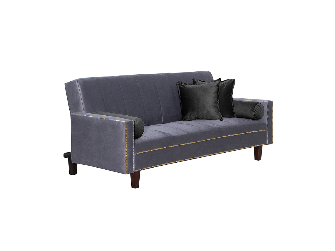 FUTÓN BLACK FACTORY VANGUARDIA 3 CUERPOS FELPA GRIS SOFA CAMA 200 X110 NEGRO 1