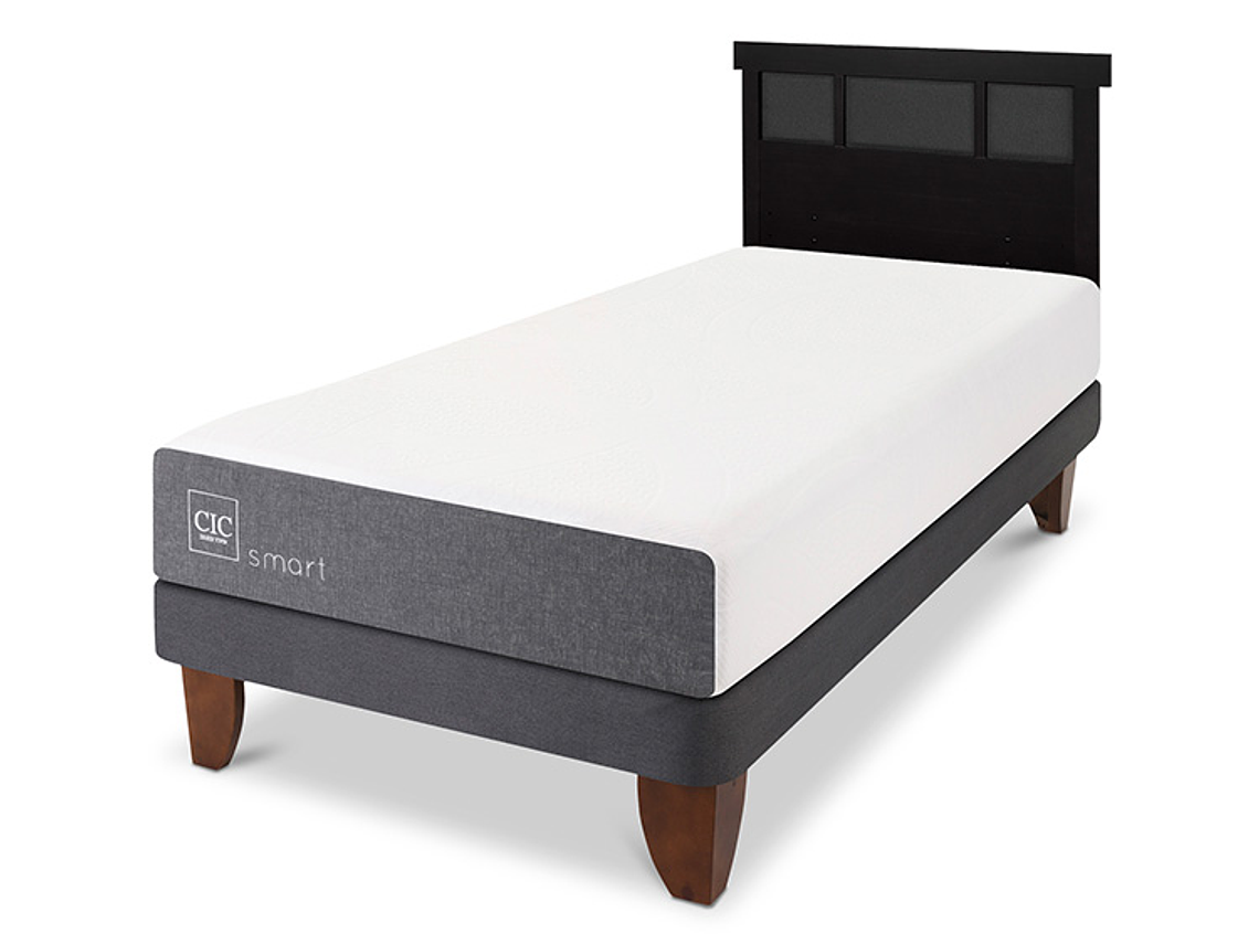 JUEGO DE DORMITORIO CIC CAMA EUROPEA SMART 1 PLAZA + RESPALDO DUBLIN NEGRO 2